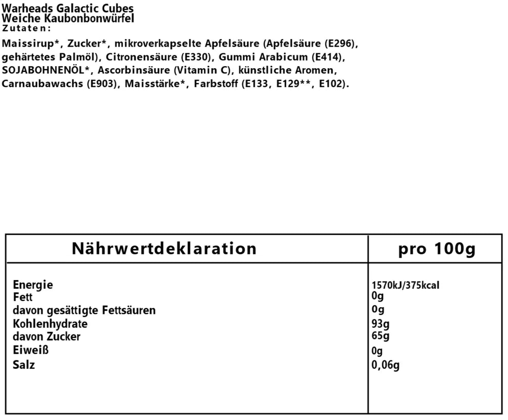 Warheads Galactic Cubes 99g