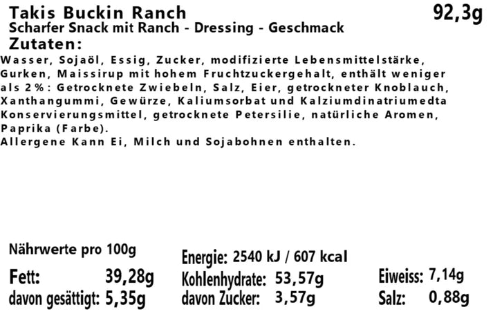 Takis Ranch 92,3g